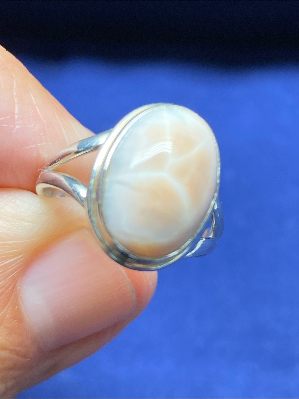 NATROLITE RING SIZE 7 IN SOLID STERLING SILVER 925